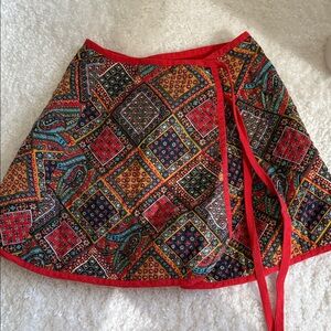 Vintage Patterned Wrap Skirt